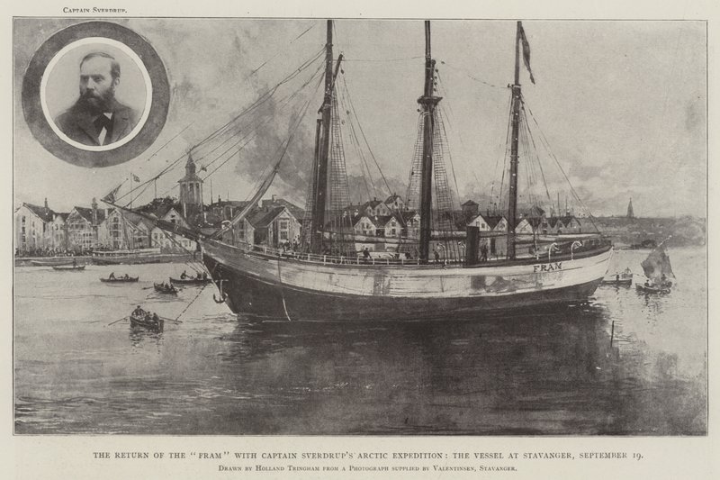 O Retorno do Fram com a Expedição ao Ártico do Capitão Sverdrup, o Navio em Stavanger, 19 de setembro de Joseph Holland Tringham