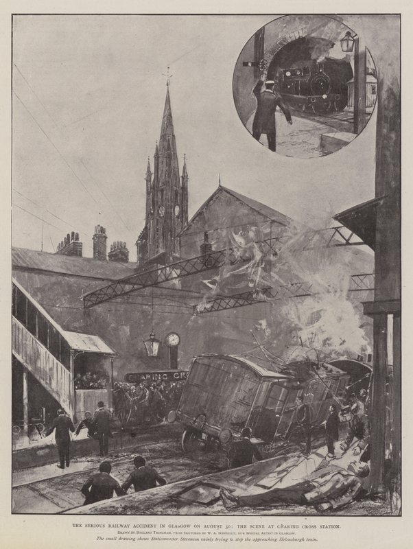 O grave acidente ferroviário em Glasgow em 30 de agosto, a cena na estação Charing Cross de Joseph Holland Tringham