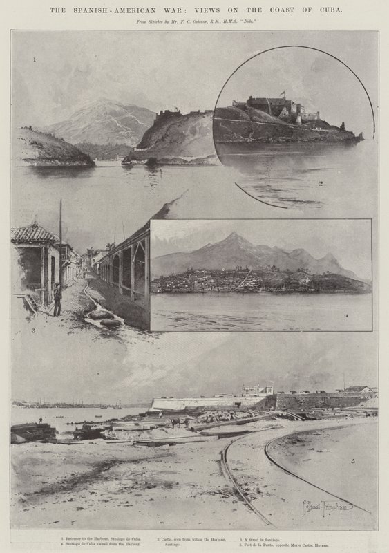 A guerra hispano-americana, vistas na costa de Cuba de Joseph Holland Tringham