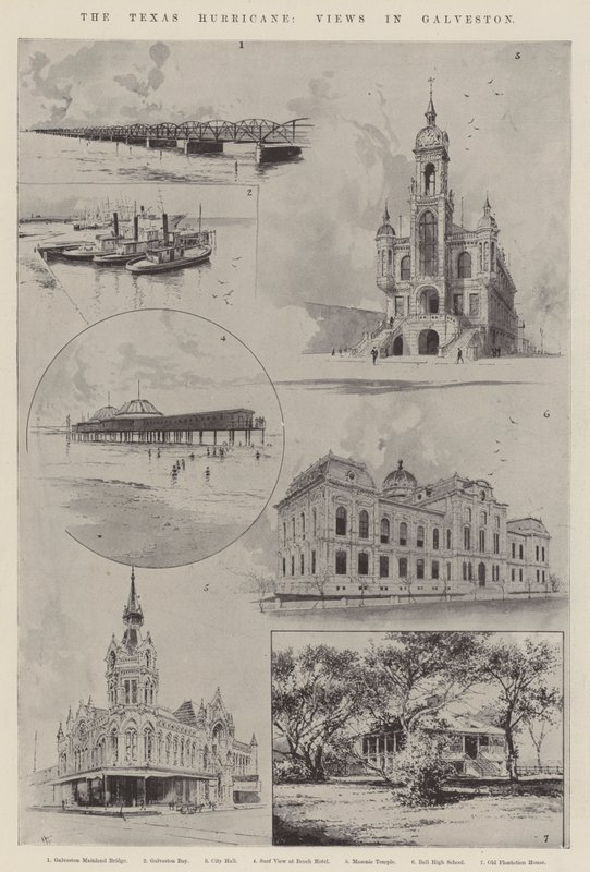 O furacão do Texas, vistas em Galveston de Joseph Holland Tringham