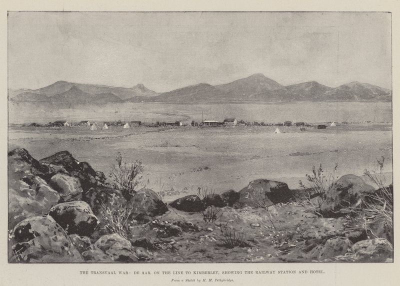 A Guerra do Transvaal, De Aar, na Linha de Kimberley, mostrando a Estação Ferroviária e Hotel de Joseph Holland Tringham