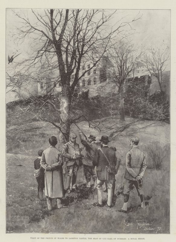 Visita do Príncipe de Gales ao Castelo de Lambton, a sede do Conde de Durham, um Royal Shoot de Joseph Holland Tringham