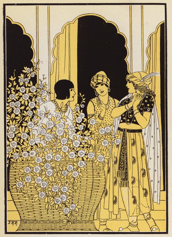 Floire e Blancheflor (litografia a cores) de Joseph Kuhn Regnier