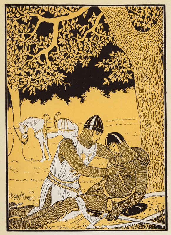 Guillaume e o seu sobrinho Vivien (litografia a cores) de Joseph Kuhn Regnier
