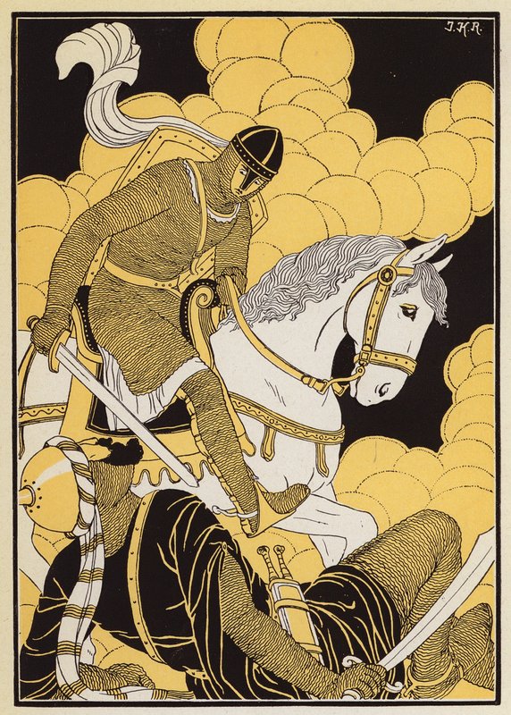 Le Combat de Guillaume Contre le Geant Corsolt (litografia a cores) de Joseph Kuhn Regnier