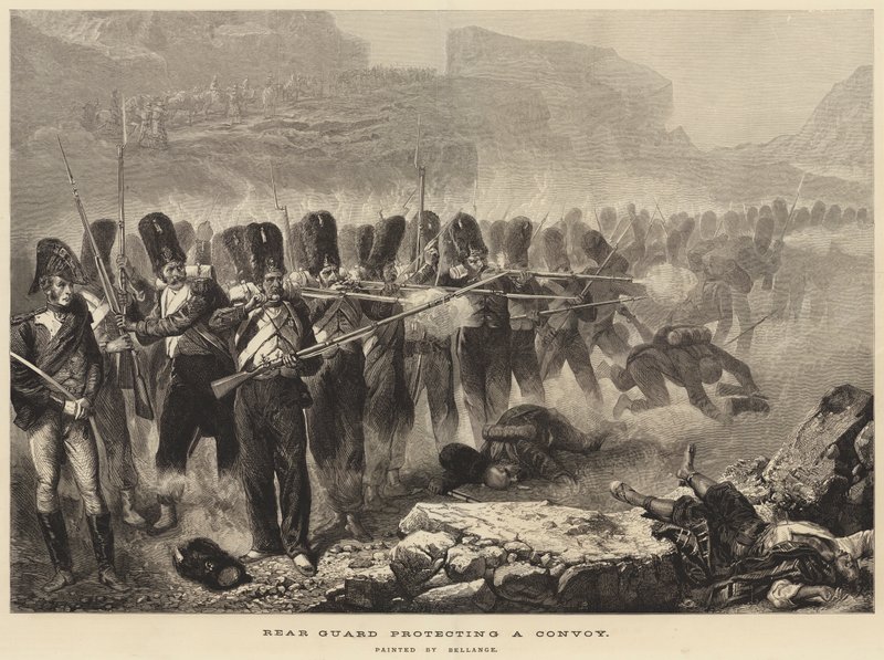 Guarda traseira protegendo um comboio de Joseph Louis Hippolyte Bellange