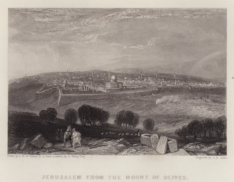 Jerusalém do Monte das Oliveiras (cor litho) de Joseph Mallord William (after) Turner