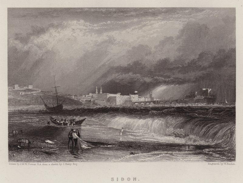 Sidon (cor litho) de Joseph Mallord William (after) Turner