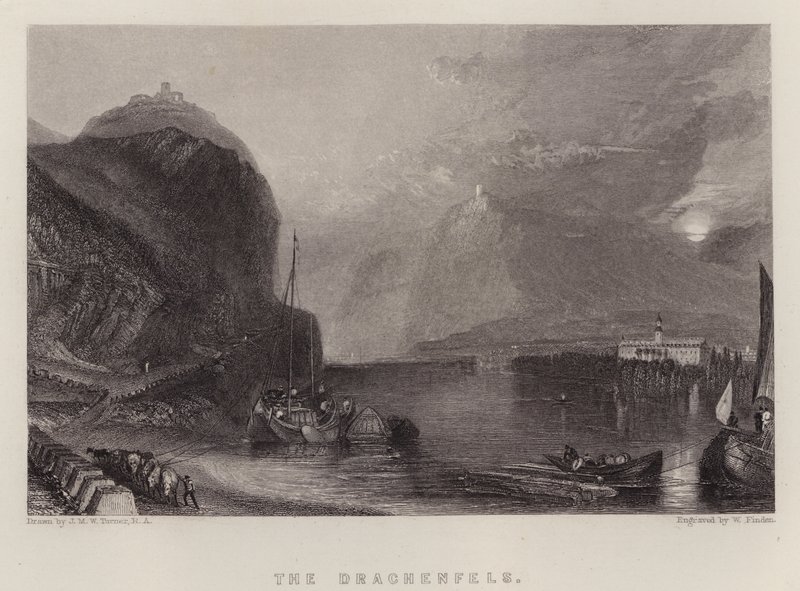 Os Drachenfels (cor litho) de Joseph Mallord William (after) Turner