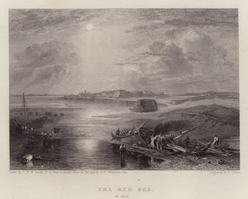 O Mar Vermelho, em Suez (cor litho) de Joseph Mallord William (after) Turner