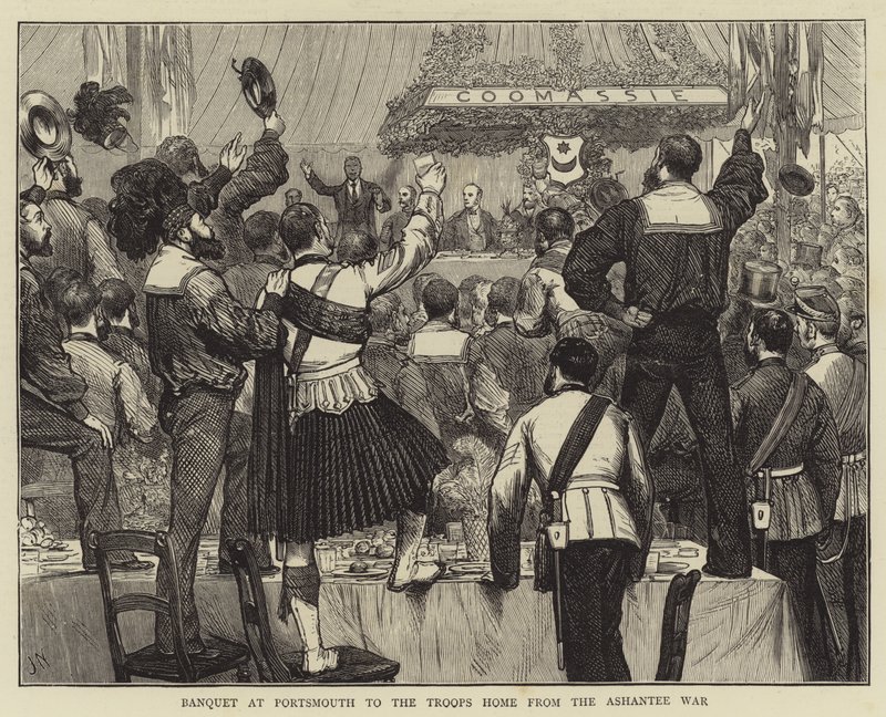 Banquete em Portsmouth para as tropas da guerra de Ashantee de Joseph Nash