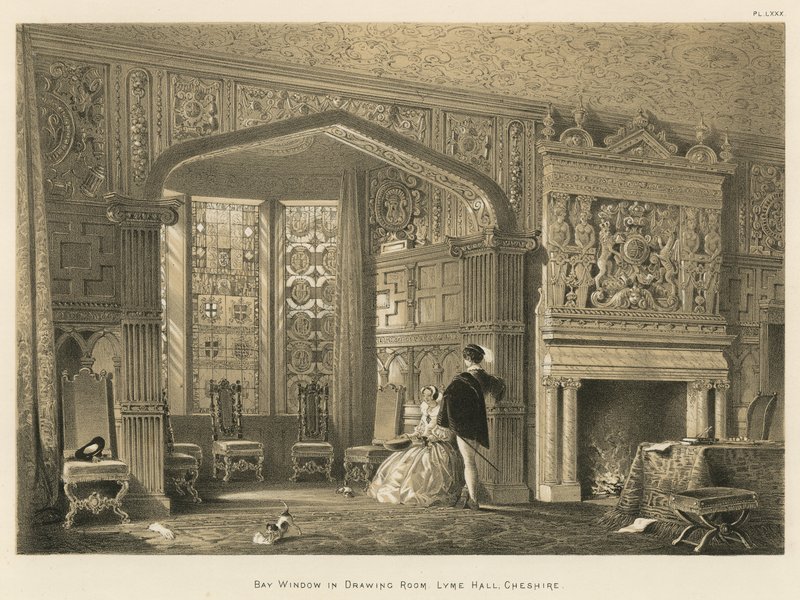 Janela de sacada na sala de desenho, Lyme Hall, Cheshire de Joseph Nash
