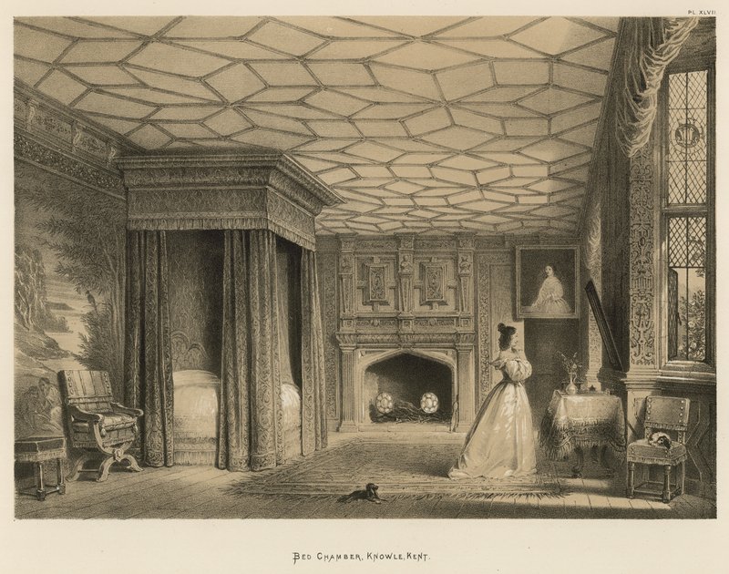 Câmara de cama, Knowle, Kent de Joseph Nash