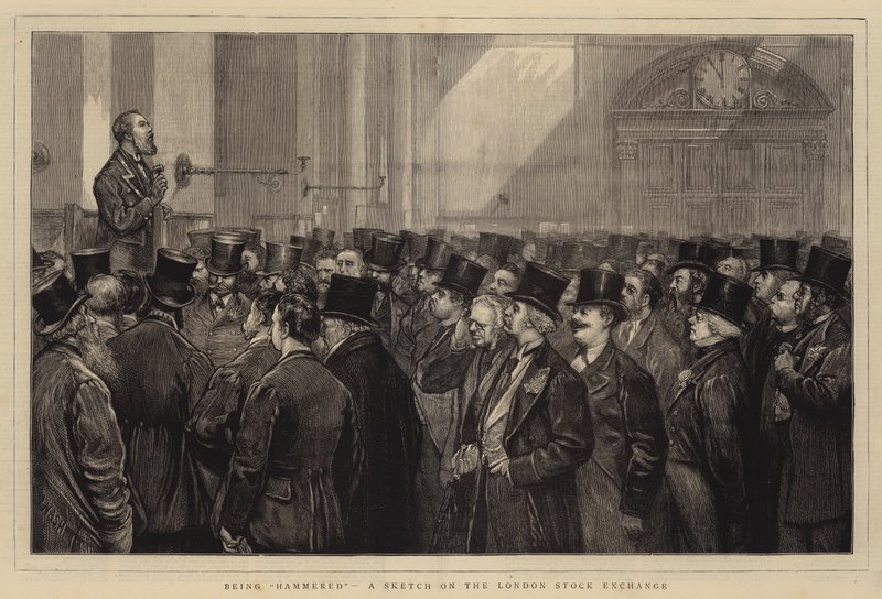 Sendo martelado, um esboço na Bolsa de Valores de Londres de Joseph Nash