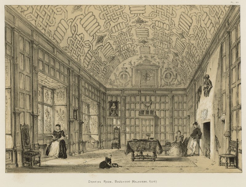 Sala de desenho, Boughton-Malherbe, Kent de Joseph Nash