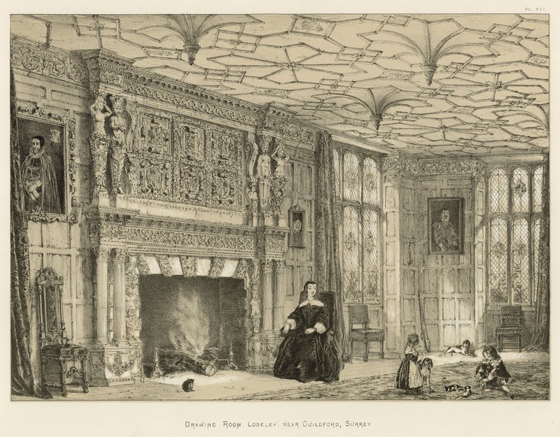 Desenho, sala, loseley, guildford, surrey de Joseph Nash