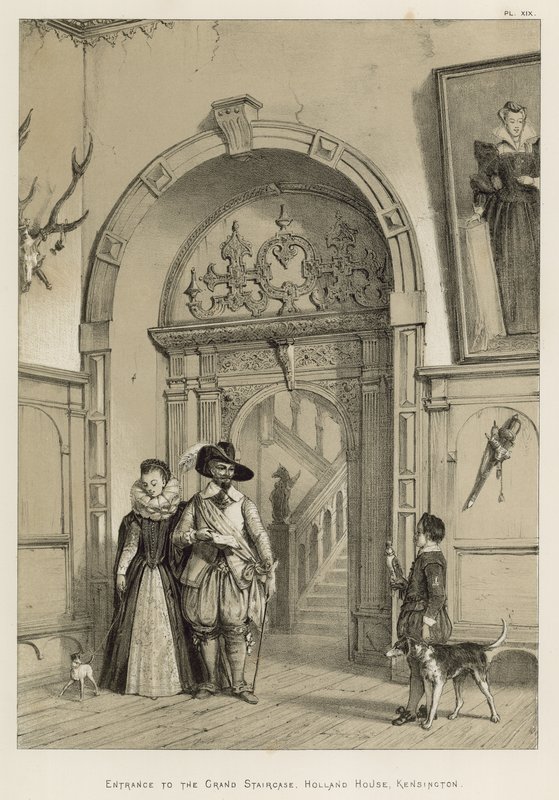 Entrada, para, a, grande escadaria, casa holanda, kensington de Joseph Nash