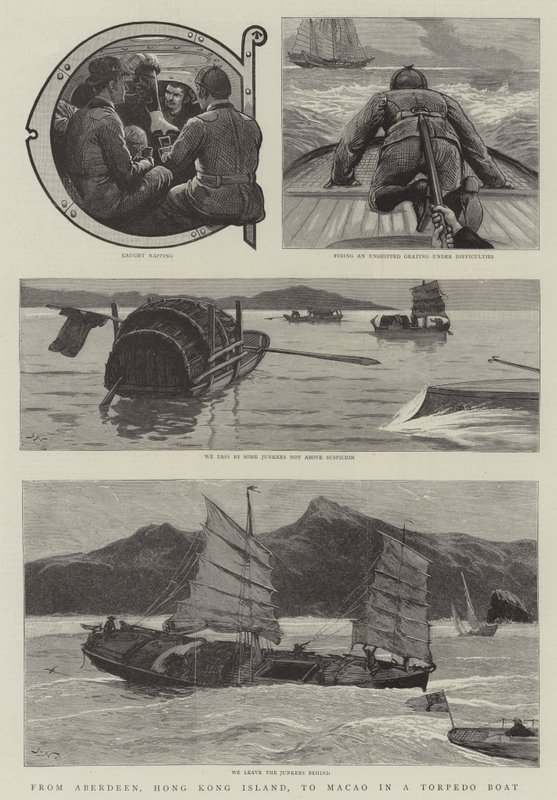 De Aberdeen, na ilha de Hong Kong, a Macau num barco de torpedos de Joseph Nash