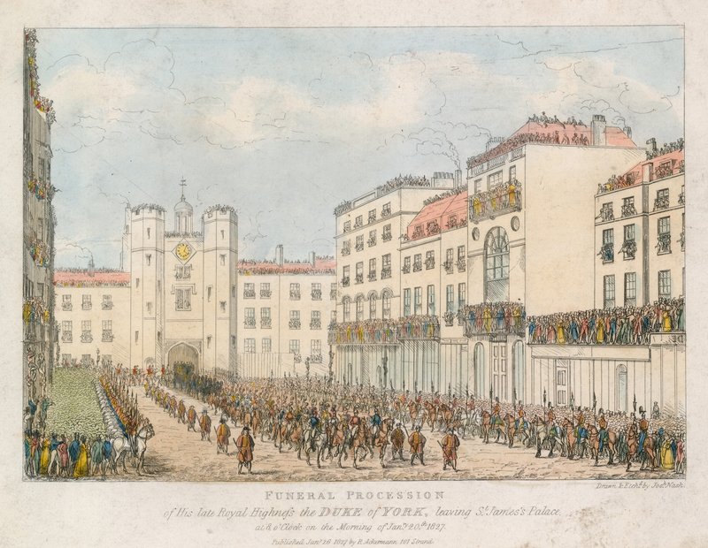 Procissão fúnebre do falecido Alteza Real, o Duque de York, deixando o Palácio de St. James de Joseph Nash