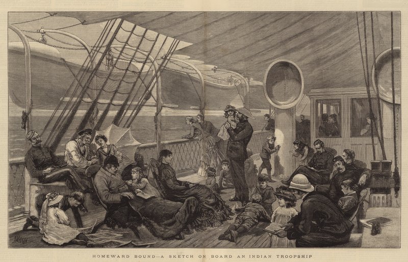 Homeward Bound, um esboço a bordo de um troopship indiano de Joseph Nash