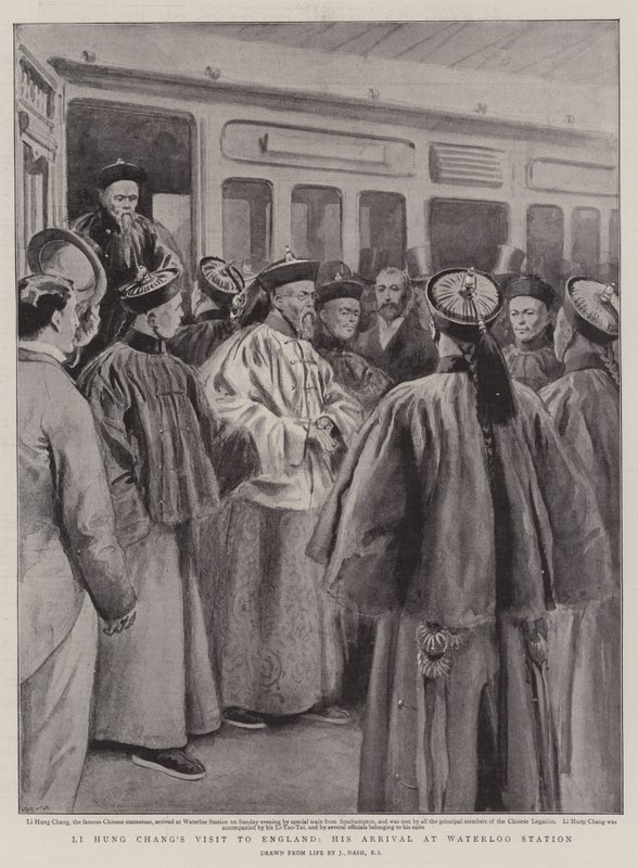 Visita de Li Hung Chang à Inglaterra, sua chegada à estação de Waterloo de Joseph Nash