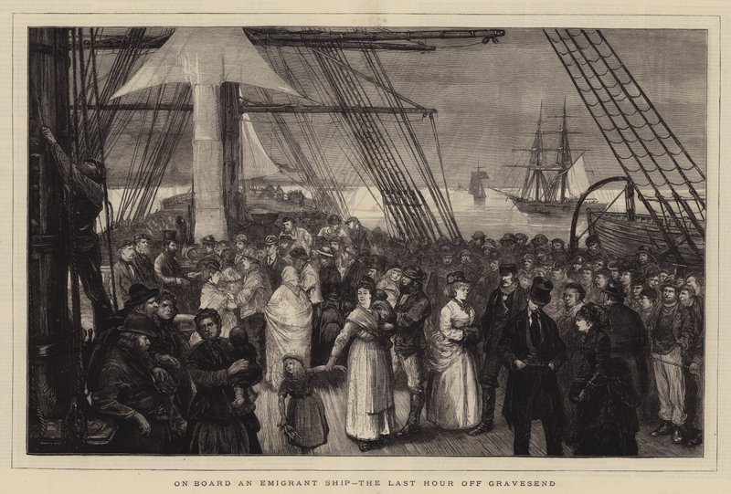 A bordo de um navio de emigrantes, a última hora de Gravesend de Joseph Nash