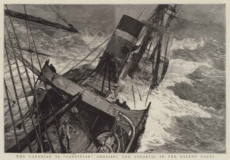 A SS Sardenha canadense cruzando o Atlântico nas Galés Recentes de Joseph Nash