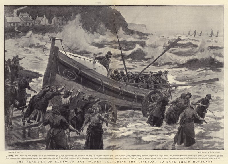 As Heroínas da Baía de Runswick, Mulheres lançando o Bote salva-vidas para salvar seus maridos de Joseph Nash