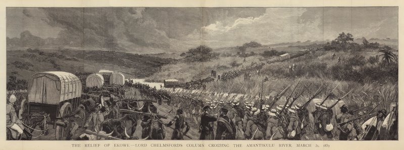 O Alívio de Ekowe, a Coluna de Lorde Chelmsford cruzando o rio Amantikulu, 31 de março de 1879 de Joseph Nash