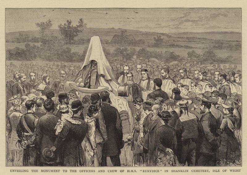 Desvelando o Monumento aos Oficiais e Tripulação do HMS Eurydice no Cemitério de Shanklin, Ilha de Wight de Joseph Nash