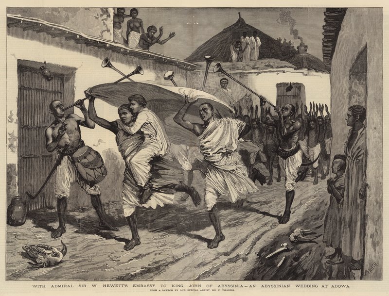 Com a embaixada do almirante Sir W Hewett para o rei João da Abissínia, um casamento abissínio em Adowa de Joseph Nash