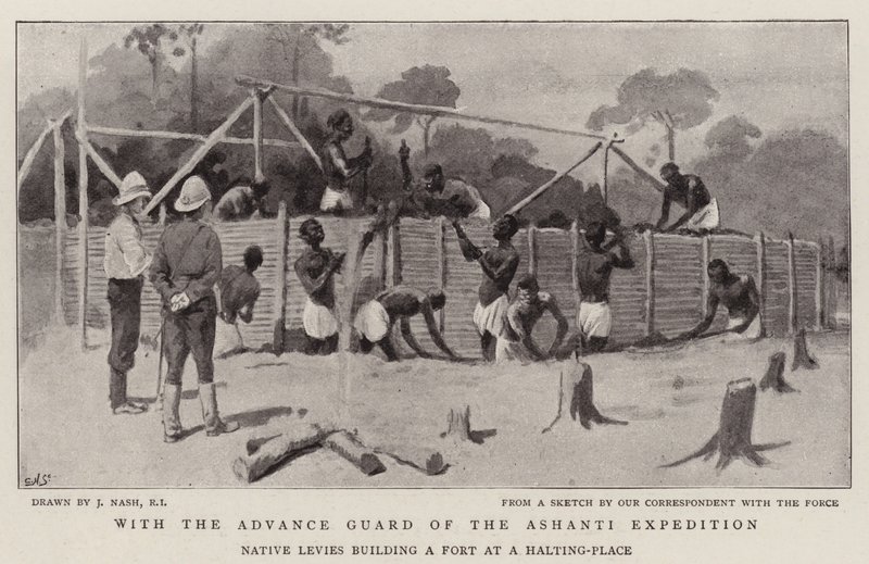 Com o Advance Guard da Expedição Ashanti de Joseph Nash