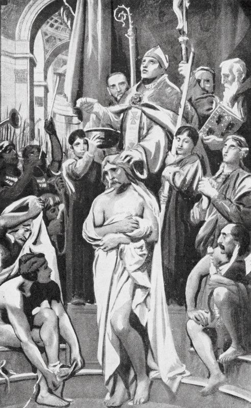 O Batismo de Clóvis (litografia) de Joseph Paul (after) Blanc