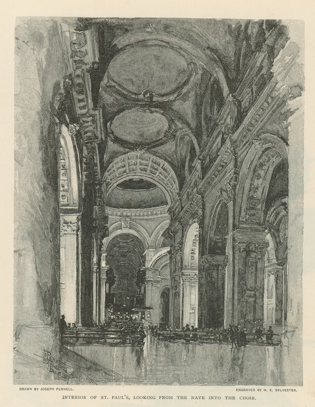 Interior da Catedral de São Paulo de Joseph Pennell