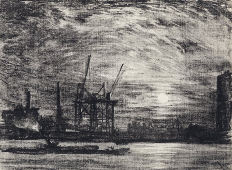 Pôr do sol sobre Waterloo de Joseph Pennell