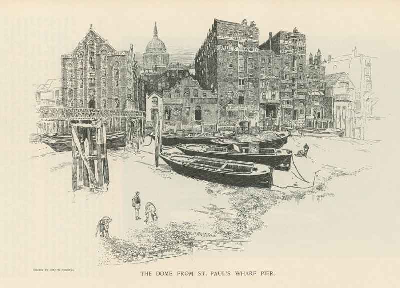 A, cúpula, de, st paul, catedral, de, cais paul st, cais de Joseph Pennell