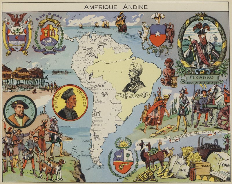 América Andina (litografia a cores) de Joseph Porphyre Pinchon