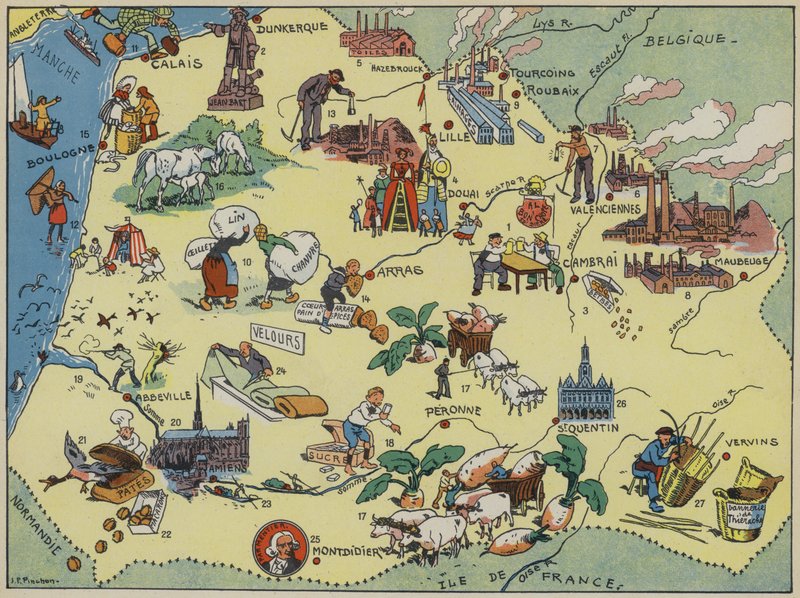 Flandres, Artois, Picardia (litografia a cores) de Joseph Porphyre Pinchon