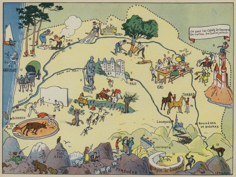 Gascogne-Bearn (litografia a cores) de Joseph Porphyre Pinchon