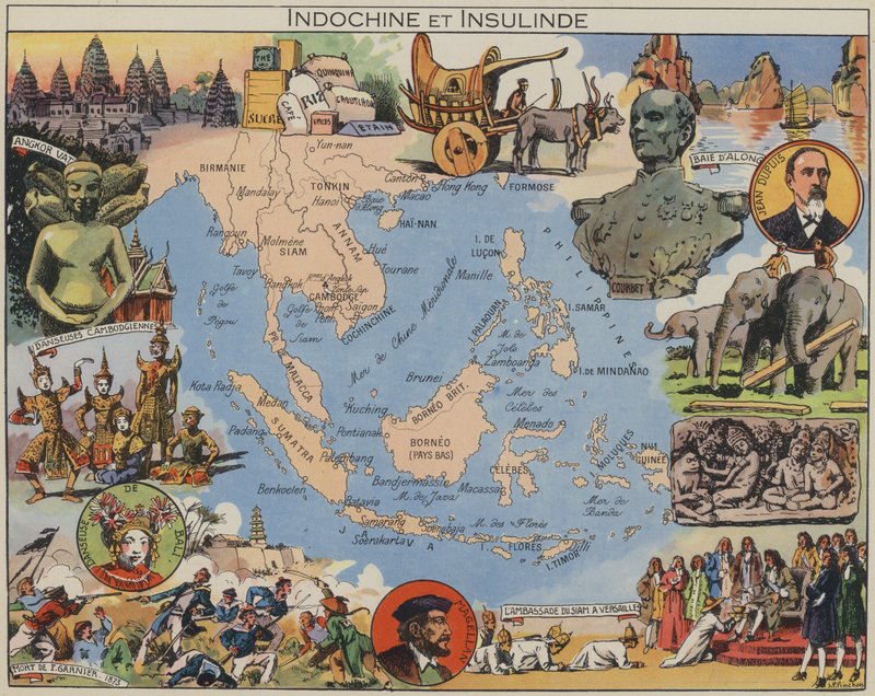 Indochina e Insulinde (litografia a cores) de Joseph Porphyre Pinchon
