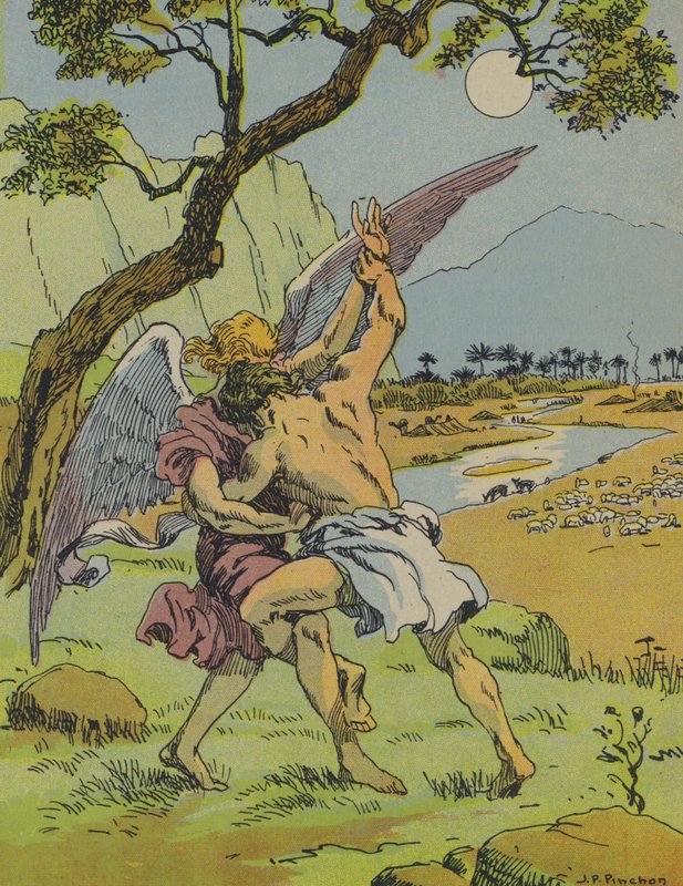 Jacob em luta com o anjo (litografia a cores) de Joseph Porphyre Pinchon