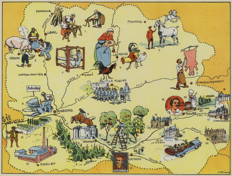 Maine-Anjou-Touraine (litografia a cores) de Joseph Porphyre Pinchon