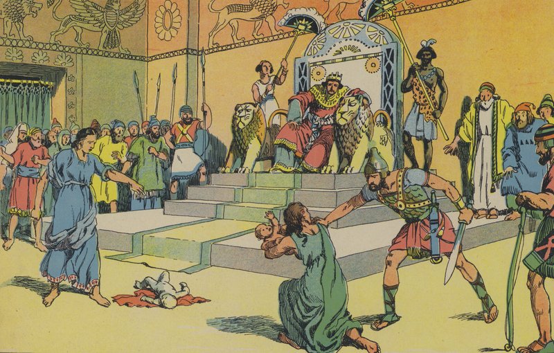 O Julgamento de Salomão (litografia a cores) de Joseph Porphyre Pinchon