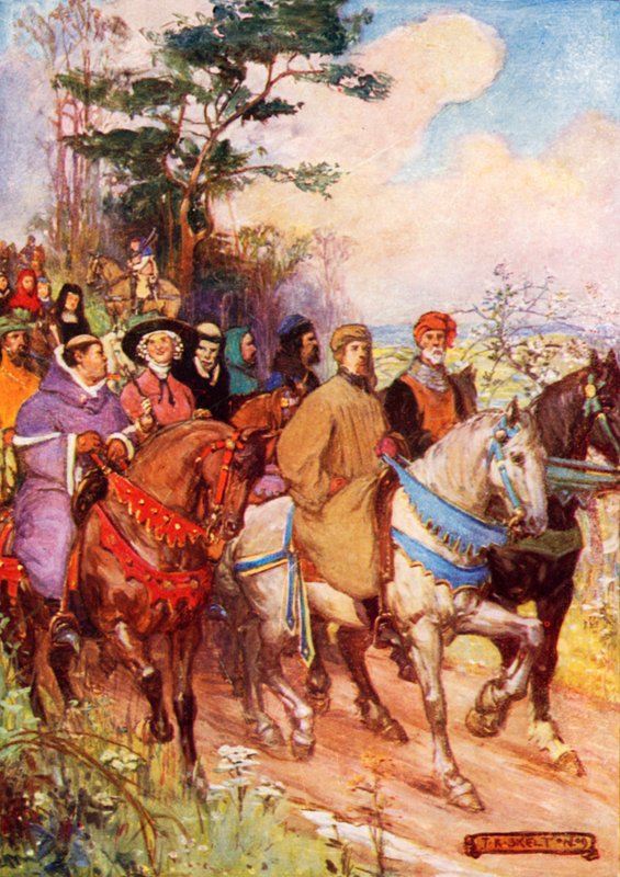 Peregrinos de Chaucer, liderados por ele mesmo de Joseph Ratcliffe Skelton