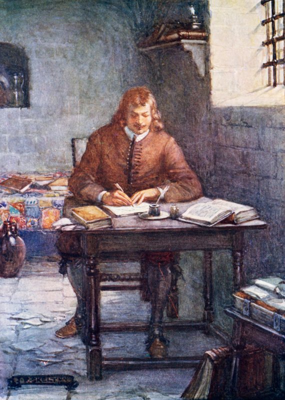 John Bunyan escrevendo Progresso do Peregrino enquanto estava na prisão de Joseph Ratcliffe Skelton