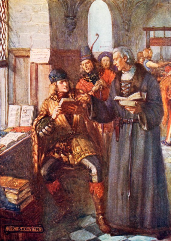 Nobres visitando a gráfica de William Caxton de Joseph Ratcliffe Skelton
