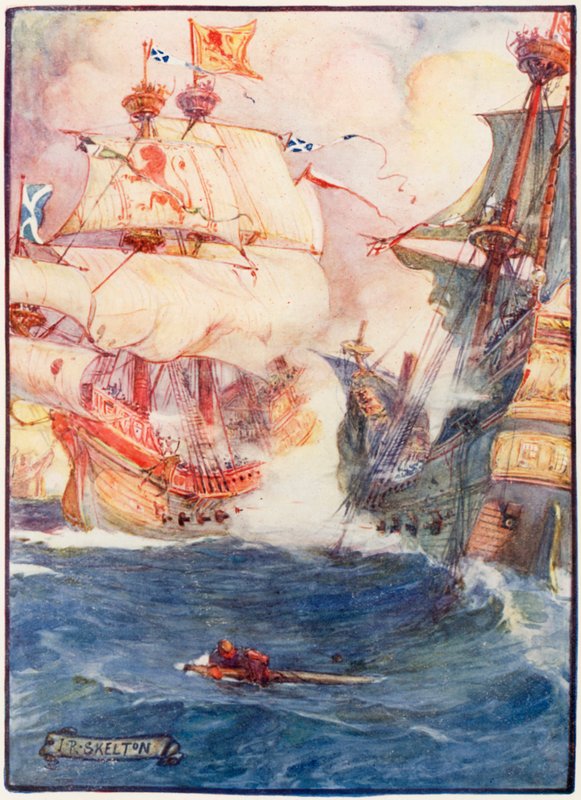 Luta no mar entre os escoceses e ingleses de Joseph Ratcliffe Skelton
