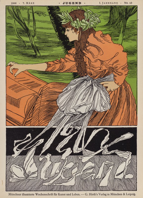 Ilustração da capa da revista Jugend, 1896 de Joseph Rudolf Witzel