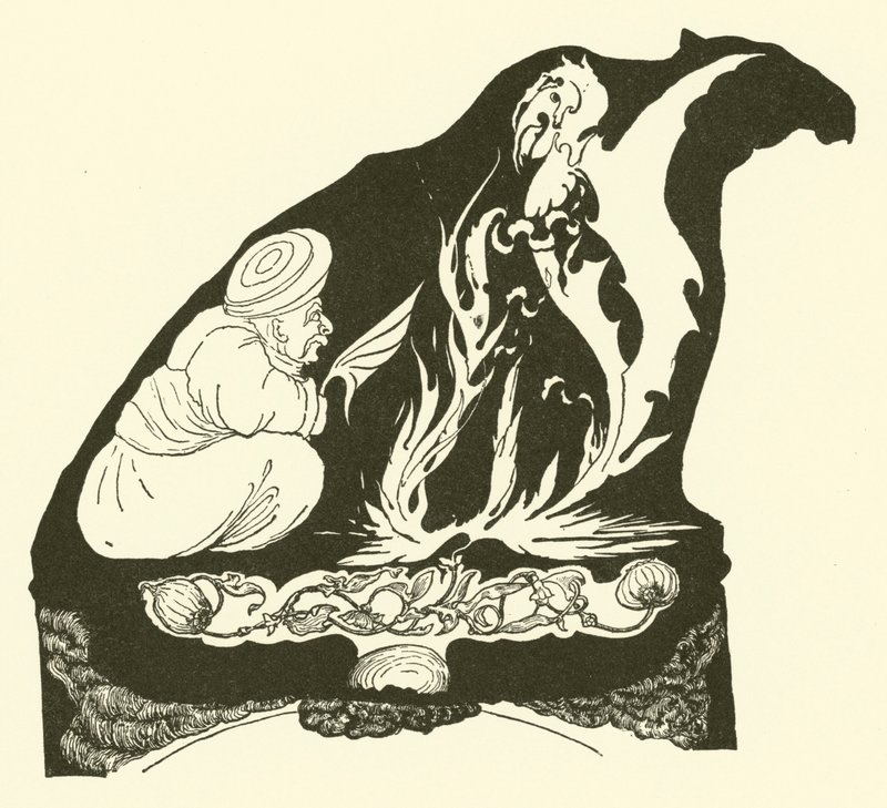 Os Djinn fazendo o início da Magia que trouxe o Humph para o Camelo (gravura) de Joseph Rudyard (after) Kipling
