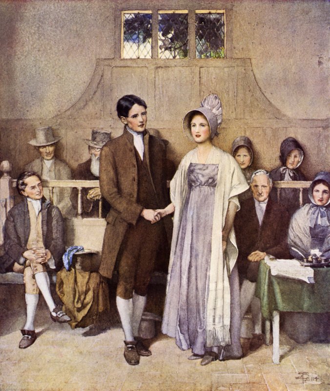Um Casamento Quaker, Amor e Lealdade (cor litho) de Joseph Walter West